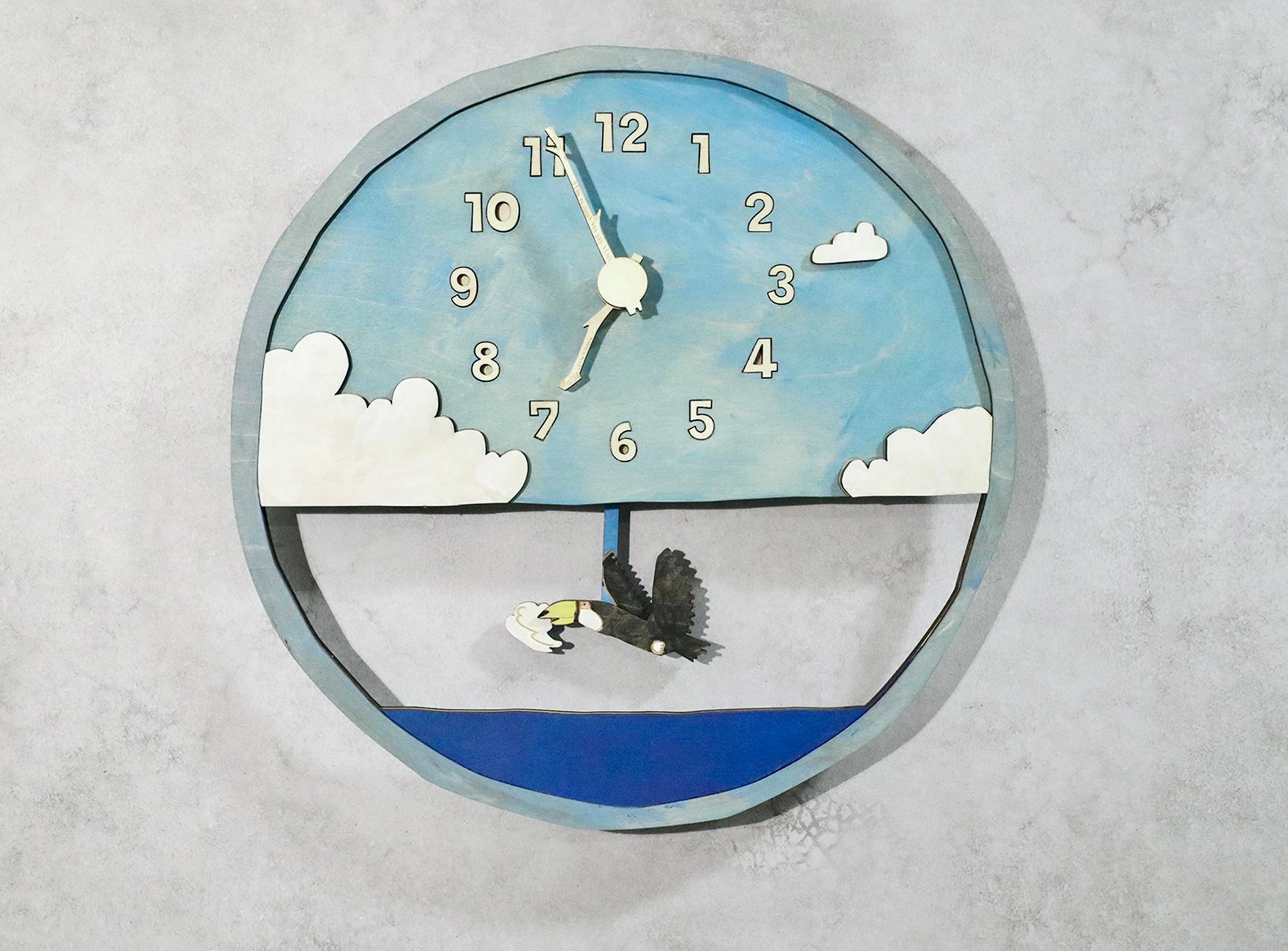 風を運ぶオオハシ  - 空気をひとくち、くわえて - 時計 木製 振り子時計 掛け時計1枚目の画像