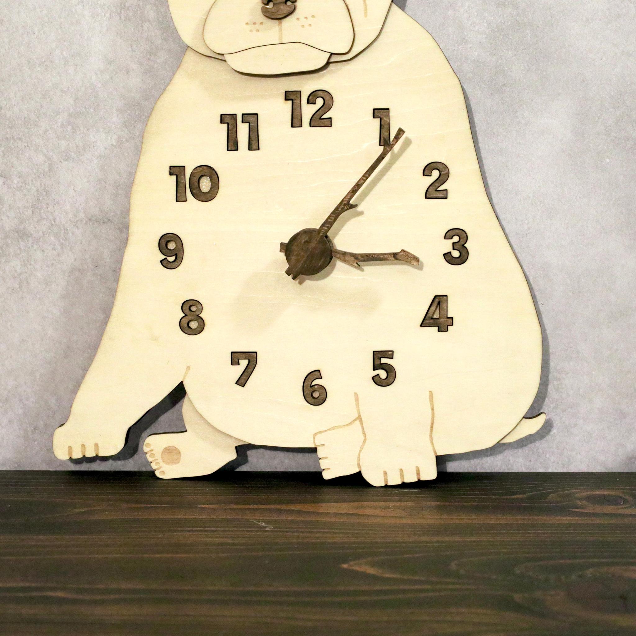 何もしないフレンチブルドッグの時計｜ただそこにいる4匹たち 時計 木製 掛け時計 | 10枚目