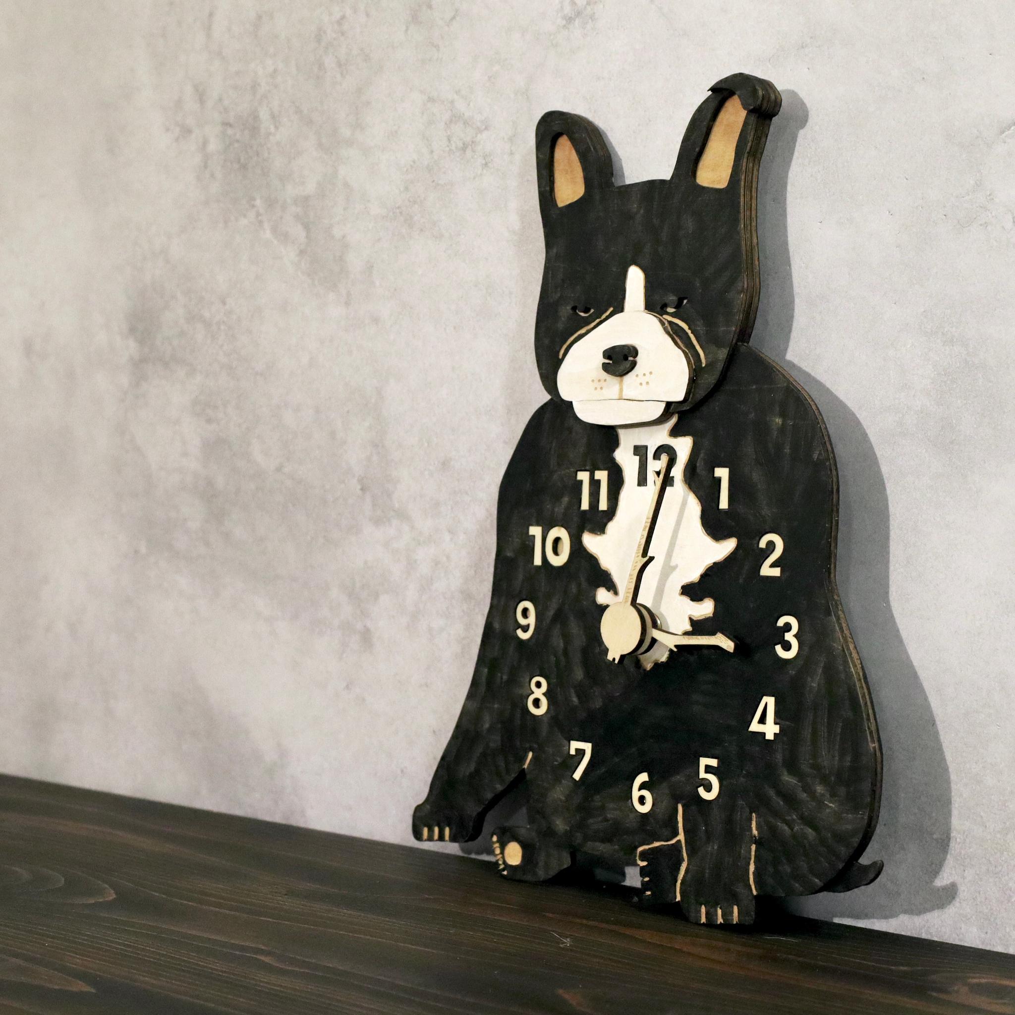 何もしないフレンチブルドッグの時計｜ただそこにいる4匹たち 時計 木製 掛け時計 | 12枚目