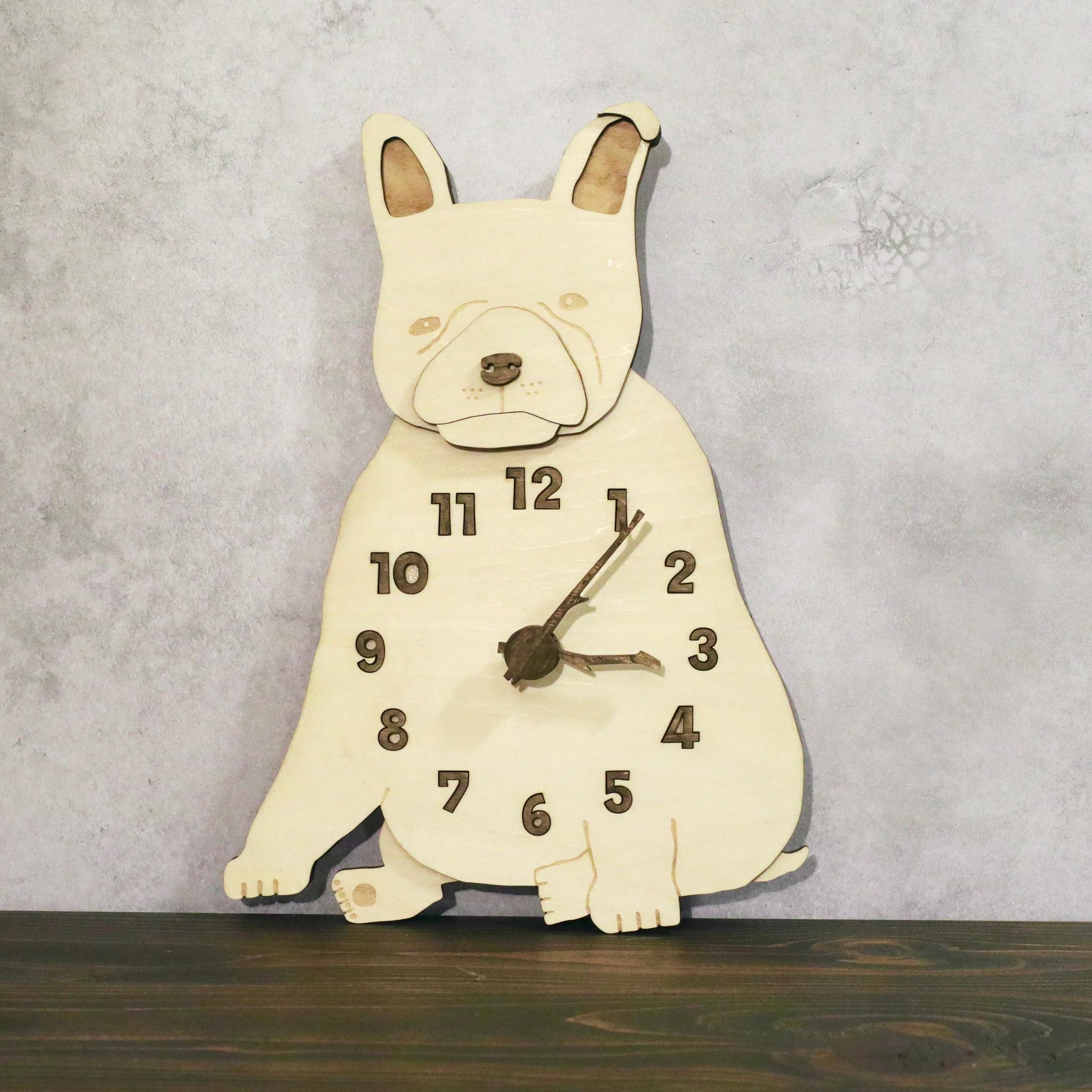 何もしないフレンチブルドッグの時計｜ただそこにいる4匹たち 時計 木製 掛け時計 | 7枚目