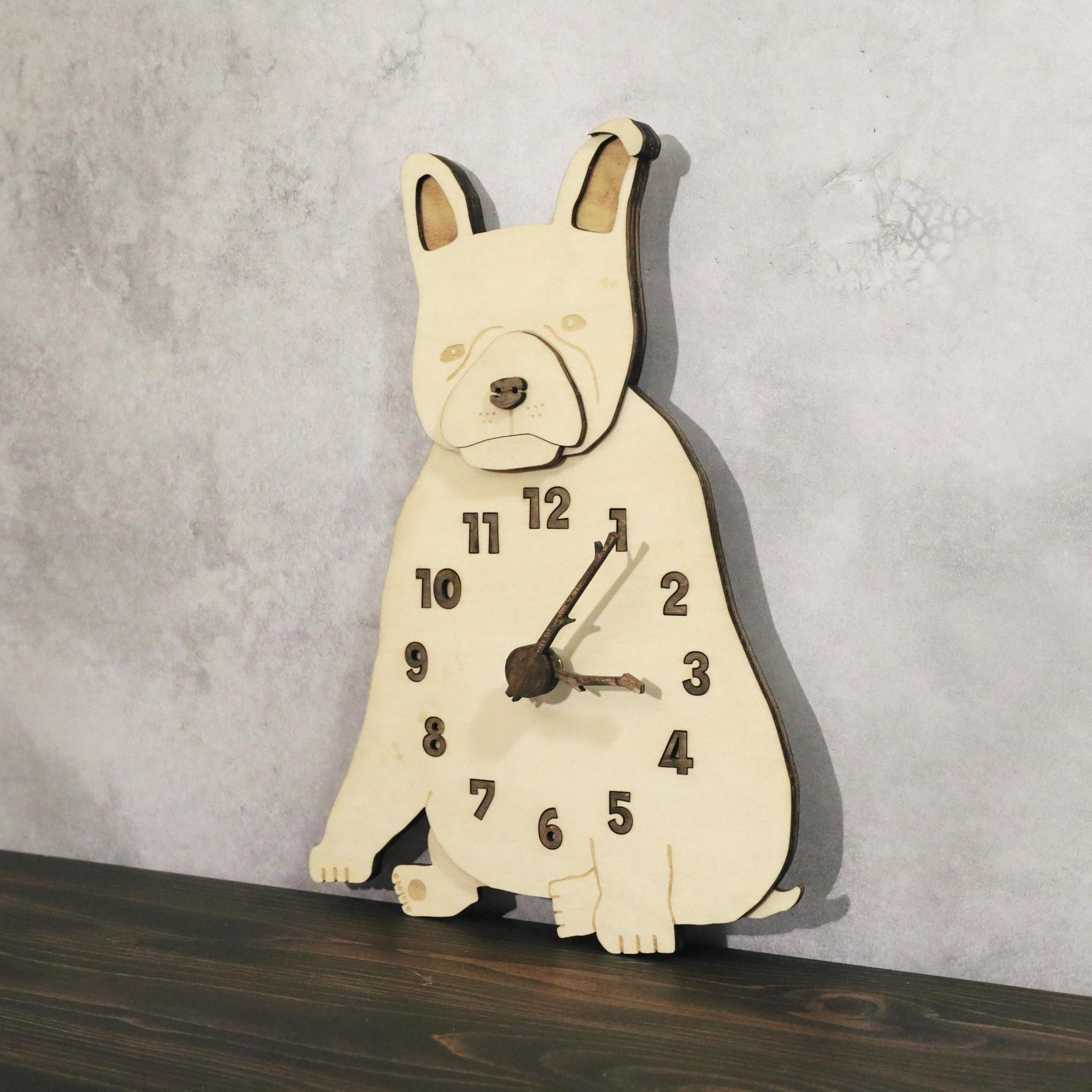 何もしないフレンチブルドッグの時計｜ただそこにいる4匹たち 時計 木製 掛け時計 | 8枚目