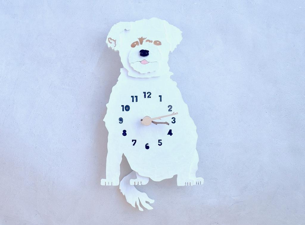 あなたとひとときも離れたくないマルチーズ レギュラーサイズ 時計 木製 振り子時計 掛け時計1枚目の画像