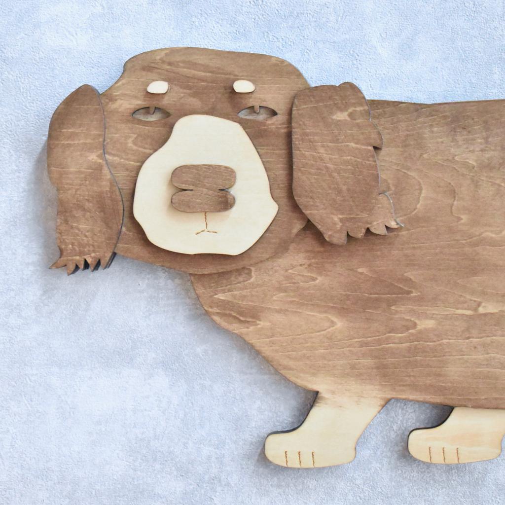 ダックスフンド ウォルナット×プレーン レギュラーサイズ 時計 木製 掛け時計 | 3枚目